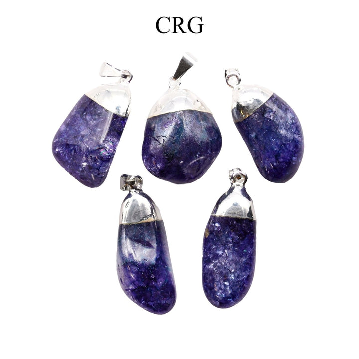 SET OF 10 - Purple Crackle Quartz Pendant with Silver Plating / 1 - 2" AVGCrystal River Gems
