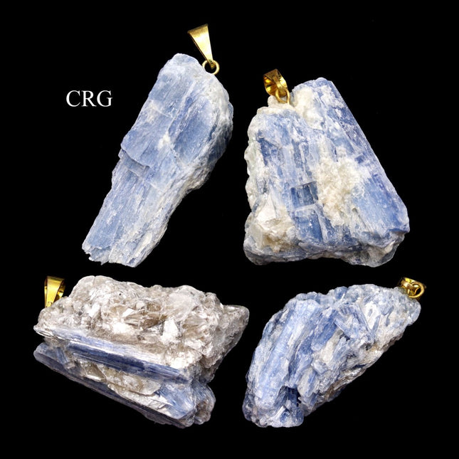 SET OF 10 - Rough Blue Kyanite Pendant with Gold Bail / 1-2" AVG - Crystal River Gems