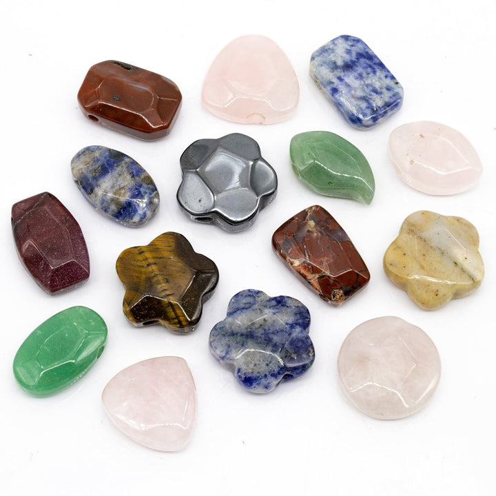 SET OF 15 - Assorted Gemstones & Shapes / Small Drilled PendantsCrystal River Gems