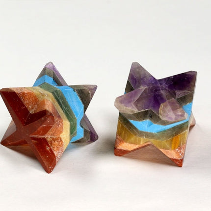 SET OF 2 - 7 Stone Mini Merkaba Stars / 1" AVG - Crystal River Gems