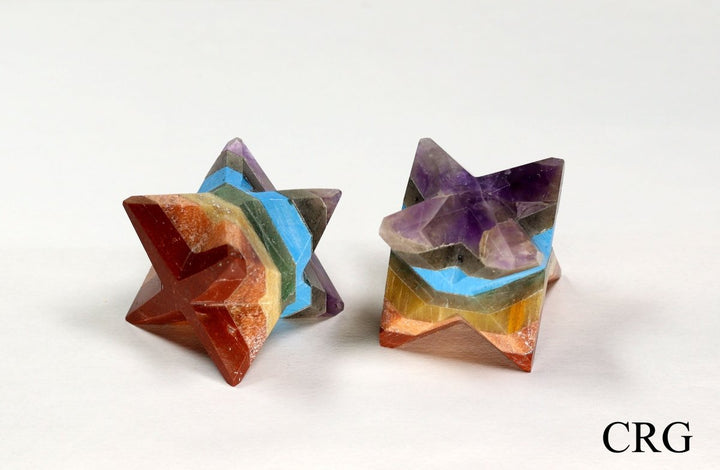 SET OF 2 - 7 Stone Mini Merkaba Stars / 1" AVGCrystal River Gems