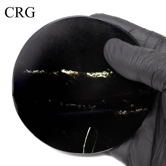 SET OF 2 - Black Obsidian Round Coasters / 3-5" AVG - Crystal River Gems
