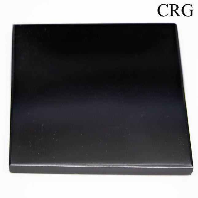 SET OF 2 - Black Obsidian Square Coasters / 3-5" AVG - Crystal River Gems