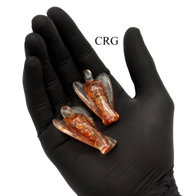 SET OF 2 - Carnelian Orgonite Angels / 50mm AVG - Crystal River Gems