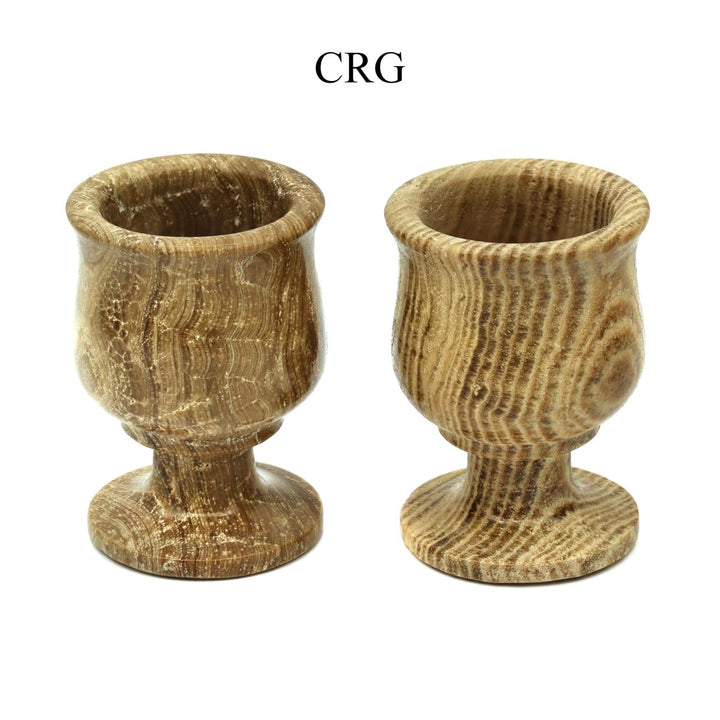 SET OF 2 - Chocolate Calcite Chalices / 3" Avg