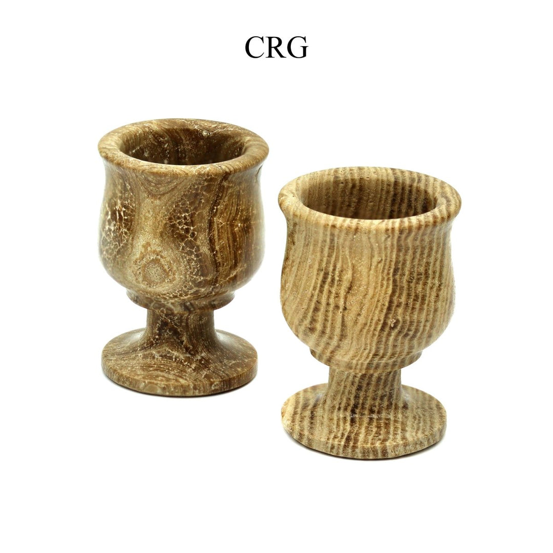 SET OF 2 - Chocolate Calcite Chalices / 3" Avg