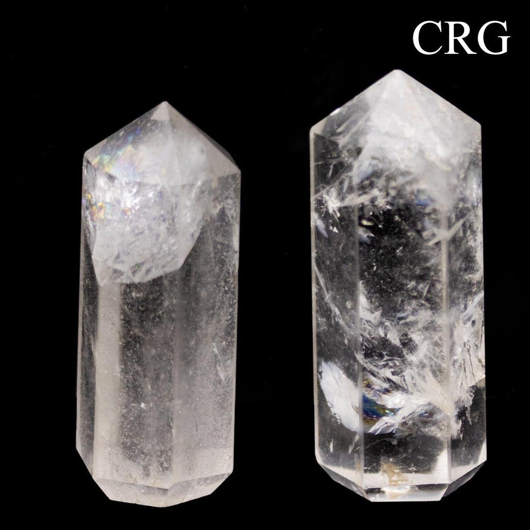 Quartz 6-Sided Mini Towers (50 mm) (Set of 2) Mini Faceted Polished Standing Crystals