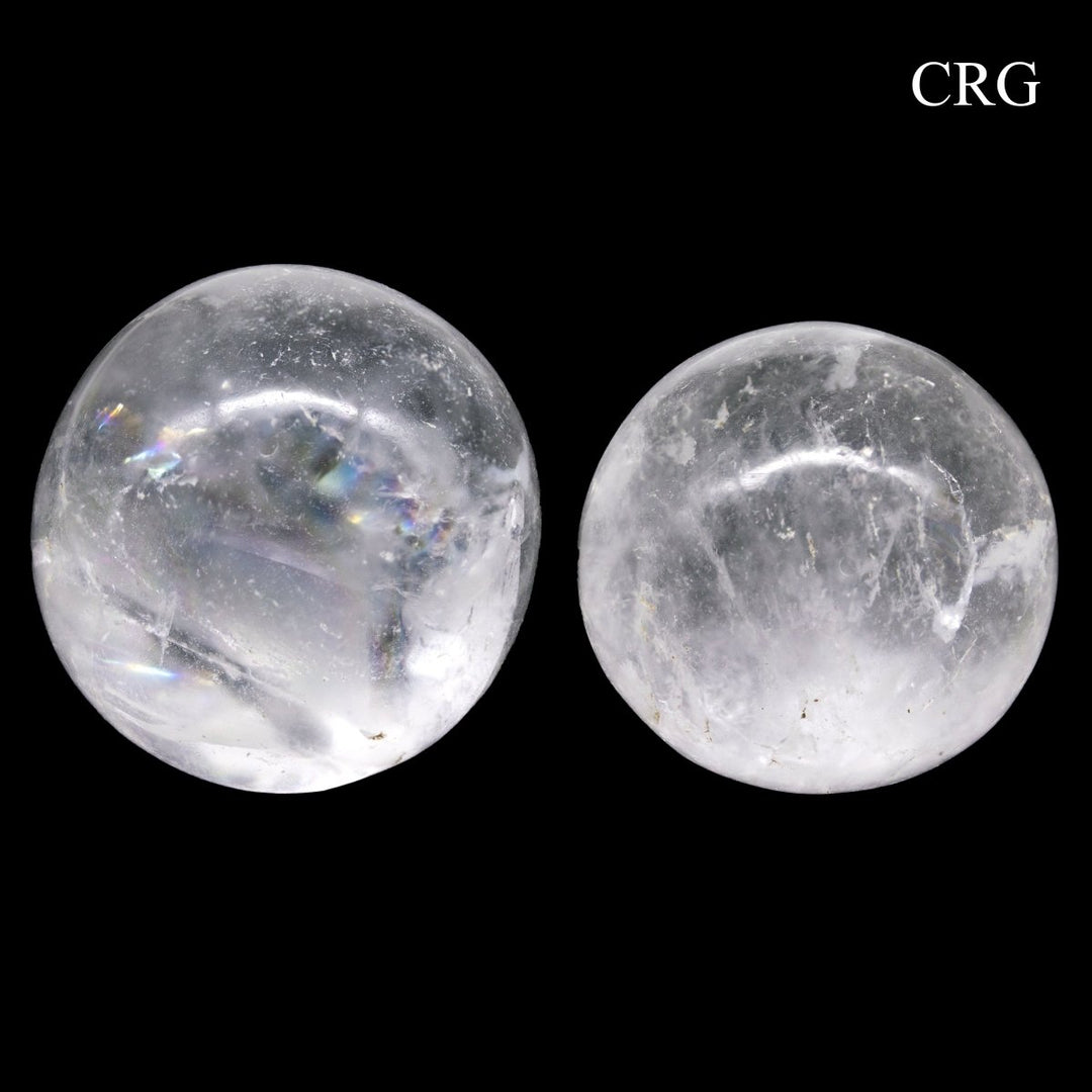 SET OF 2 - Crystal Quartz Spheres / 30mm AVG