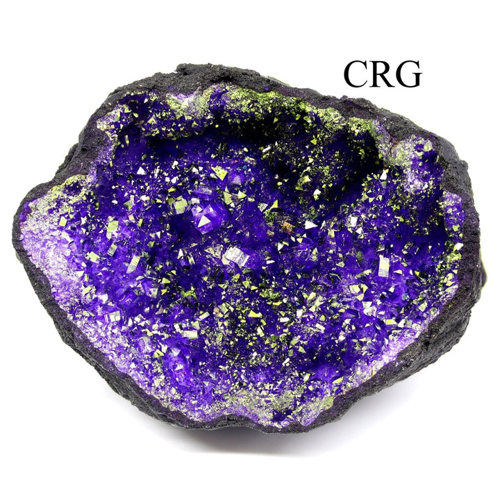 SET OF 2 - Dyed Purple Titanium Coated Geode Half Pairs