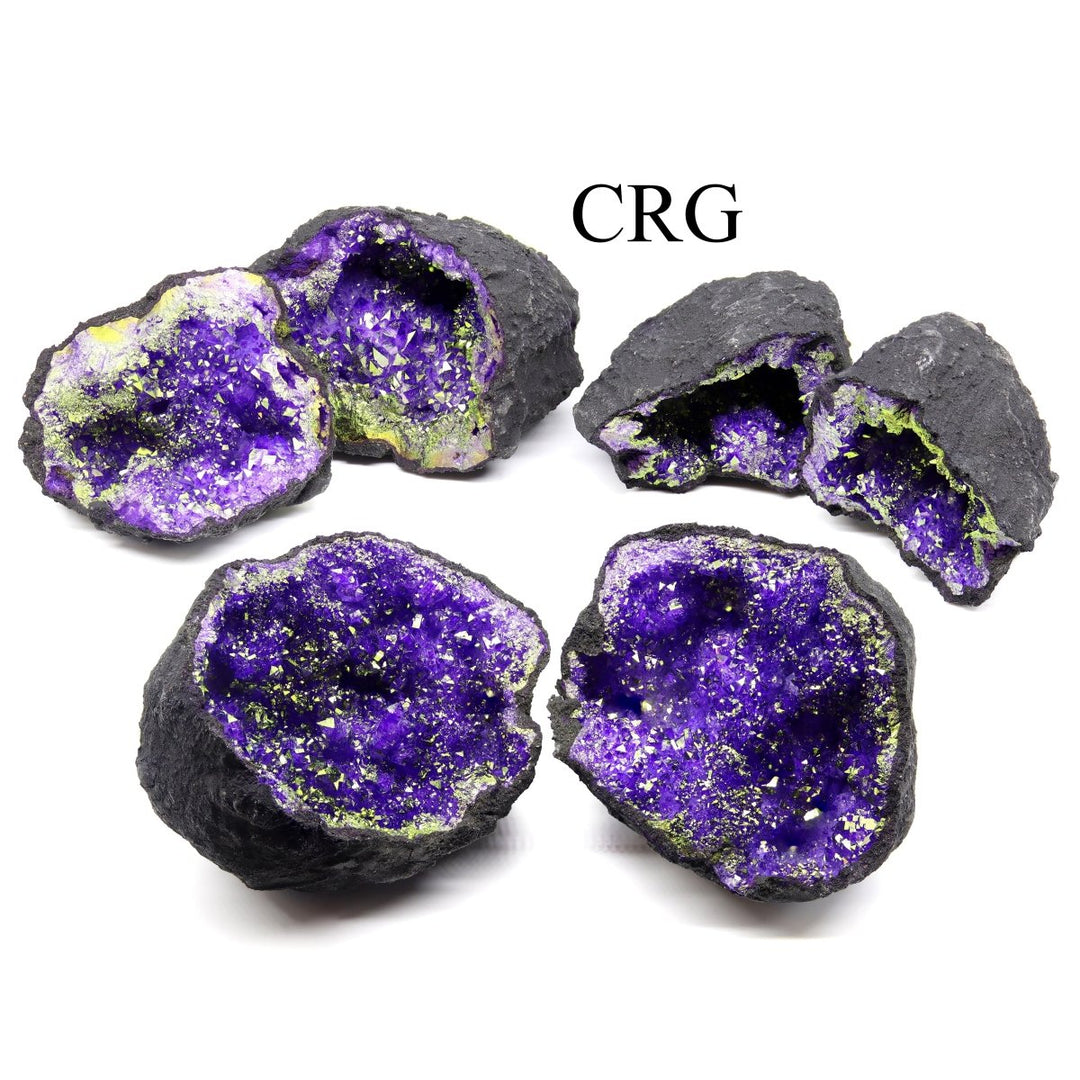 SET OF 2 - Dyed Purple Titanium Coated Geode Half Pairs - Crystal River ...
