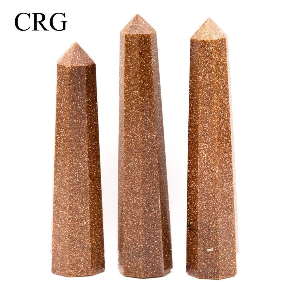 SET OF 2 - Mixed Shape Red Goldstone Towers / 3-5" AVG