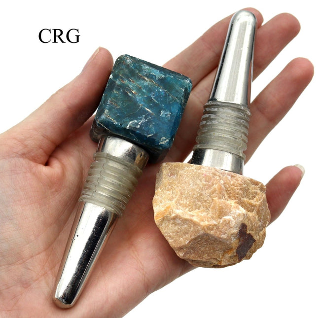 SET OF 2 - MYSTERY PICK! Gemstone Bottle Stoppers - Crystal River Gems