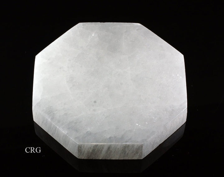 SET OF 2 - Octagon Selenite Slab Plate / 14cm AVGCrystal River Gems