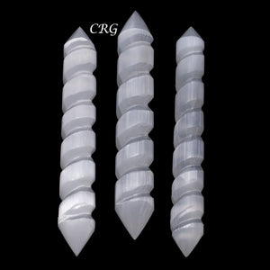 Selenite Double Point Spiral Wand 20cm (2 Pieces)