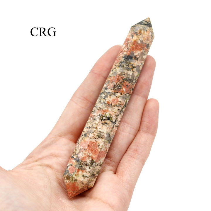 SET OF 2 - Unakite Double Terminated Wand / 3 - 5" AVGCrystal River Gems