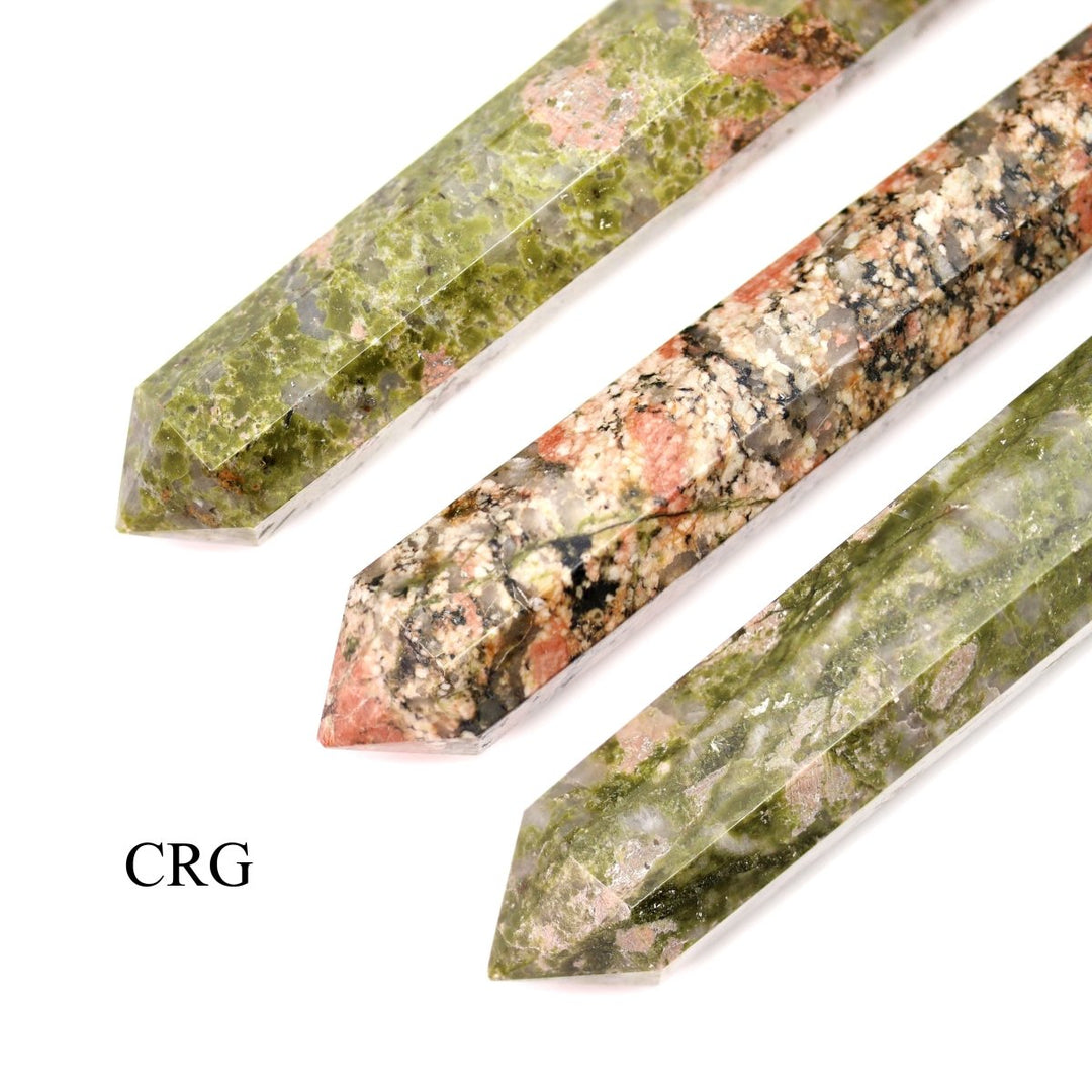 SET OF 2 - Unakite Double Terminated Wand / 3 - 5" AVGCrystal River Gems