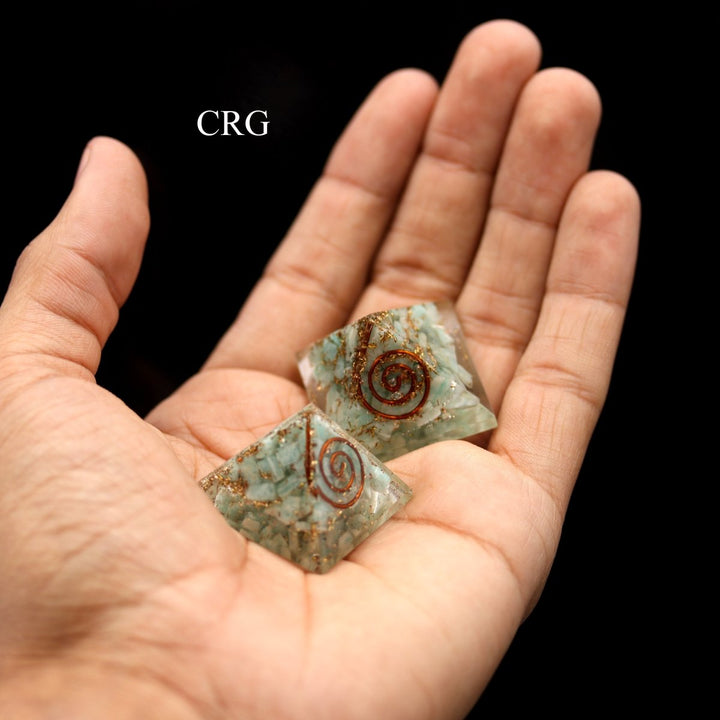 SET OF 3 - Amazonite Chip Orgonite Pyramid / 1" AVGCrystal River Gems