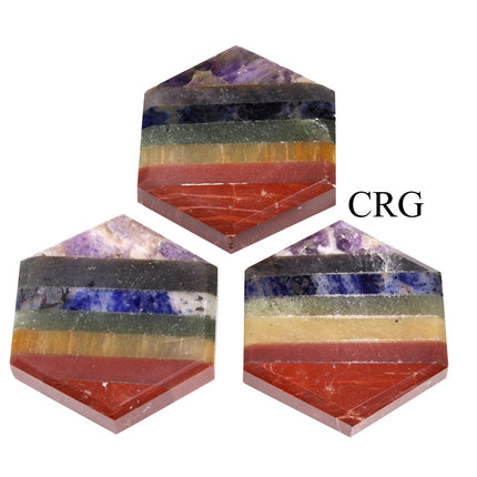 SET OF 3 - Flat 7 Stone Hexagon Palm Stone / 2" AVG - Crystal River Gems