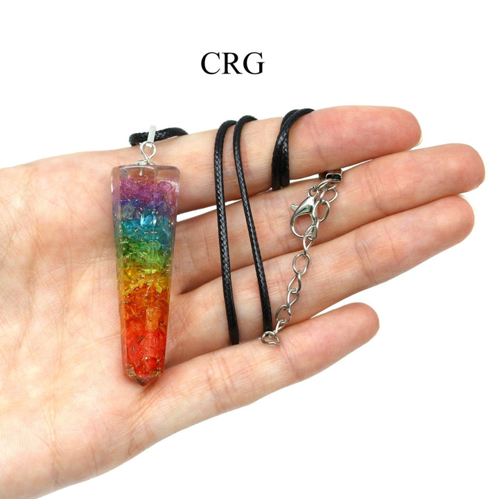 SET OF 4 - 7 Stone Orgone Chip Pendant w/ Black Cord Necklace / 1.5" AvgCrystal River Gems