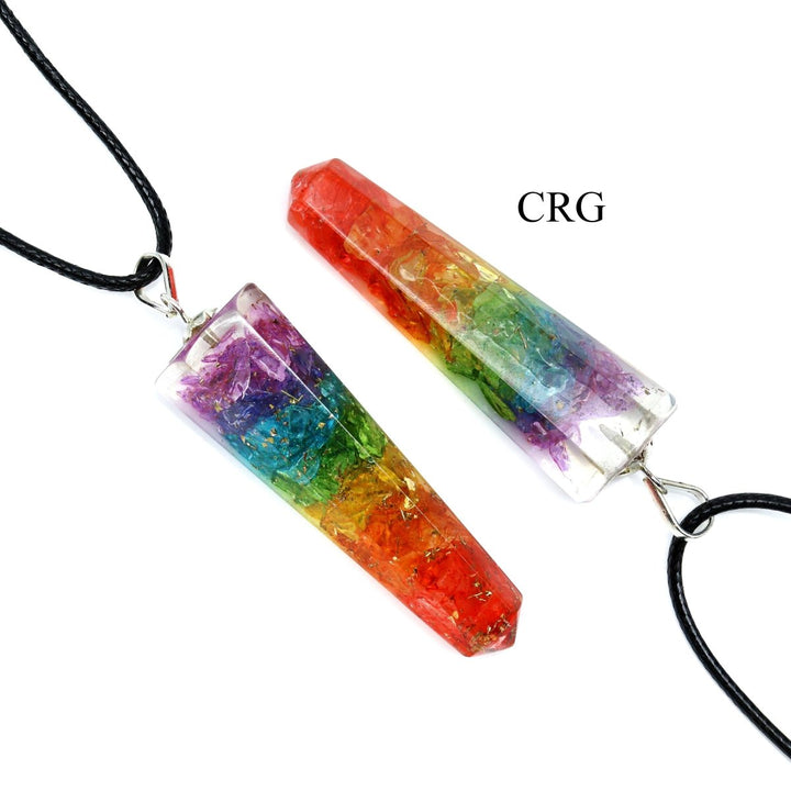 SET OF 4 - 7 Stone Orgone Chip Pendant w/ Black Cord Necklace / 1.5" AvgCrystal River Gems
