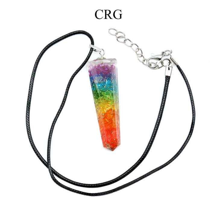 SET OF 4 - 7 Stone Orgone Chip Pendant w/ Black Cord Necklace / 1.5" AvgCrystal River Gems