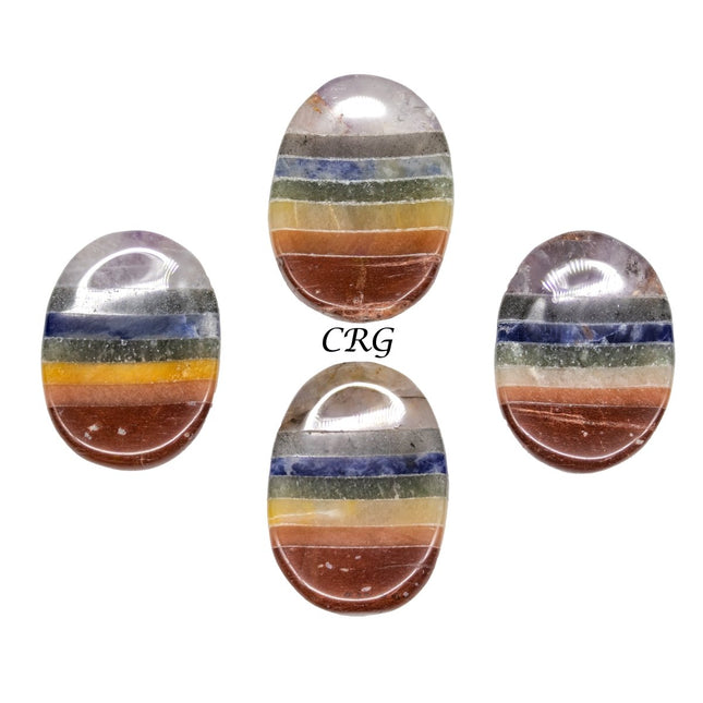 SET OF 4 - 7 Stone Worry Stones w/ Thumb Indent / 1" Avg - Crystal River Gems