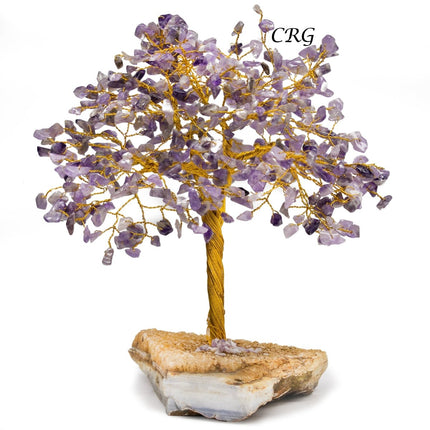 SET OF 4 -Amethyst - 500 Gemstone Chip Tree w/ Cluster Base - Gold Wire