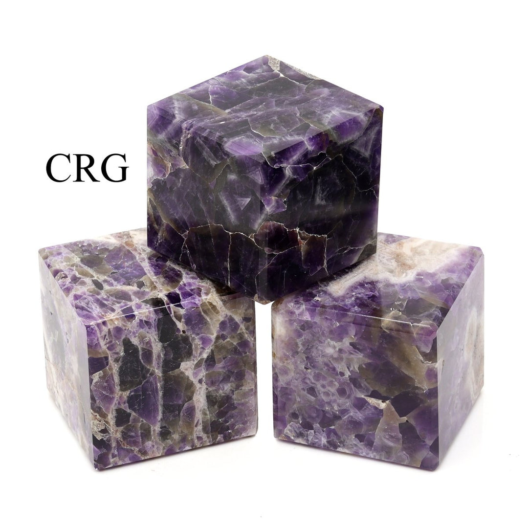 SET OF 4 - Amethyst Gemstone Cubes / 40-45mm AVG
