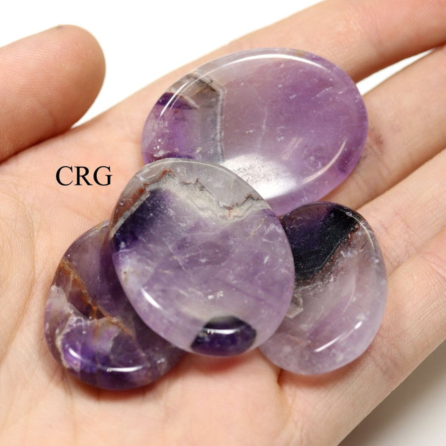 SET OF 4 - Amethyst Worry Stones with Thumb Indent / 1" AVG - Crystal River Gems