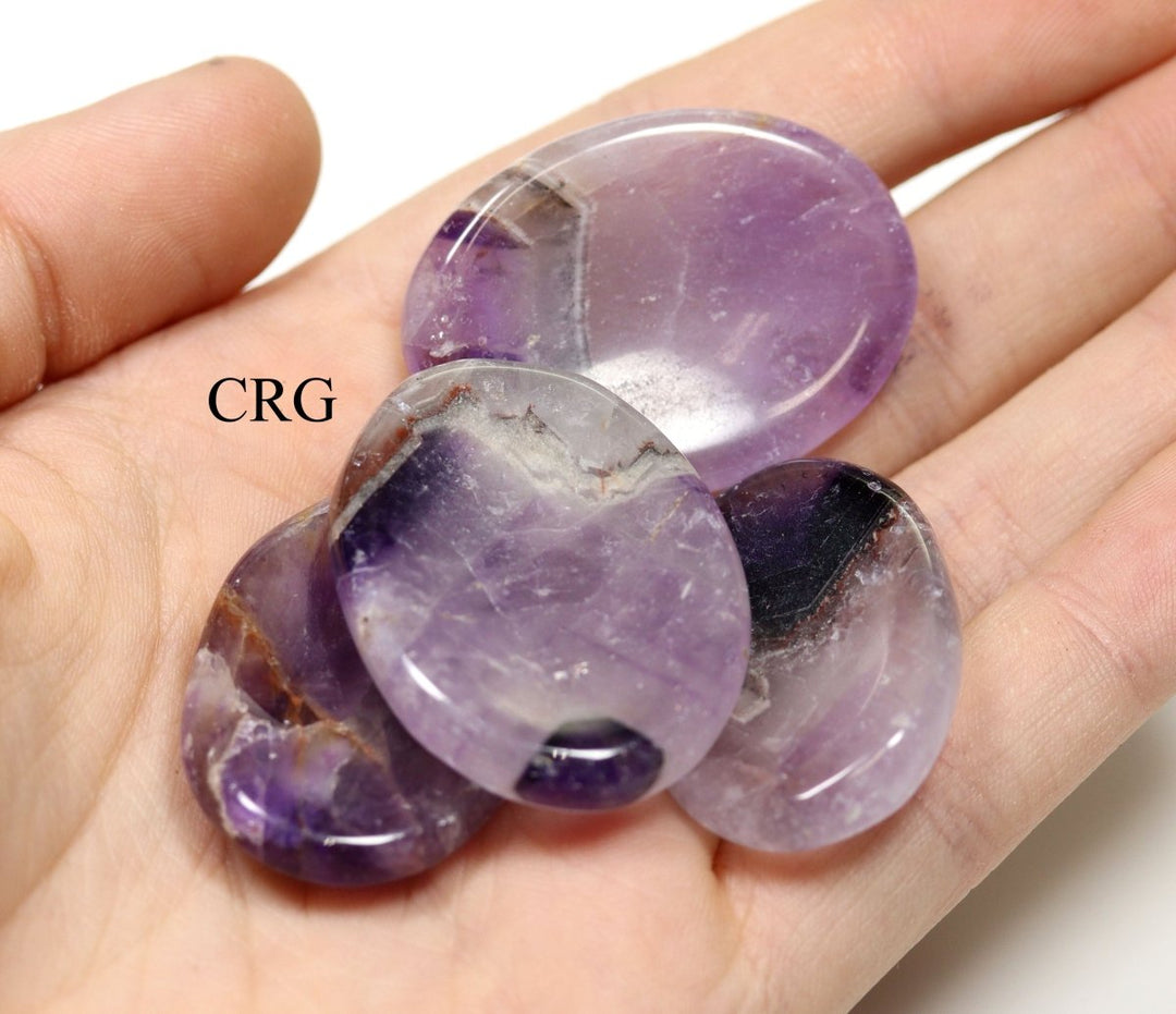 SET OF 4 - Amethyst Worry Stones with Thumb Indent / 1" AVG