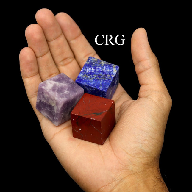 SET OF 4 - Assorted Gemstone Cubes / 30 mm. avg. - Crystal River Gems