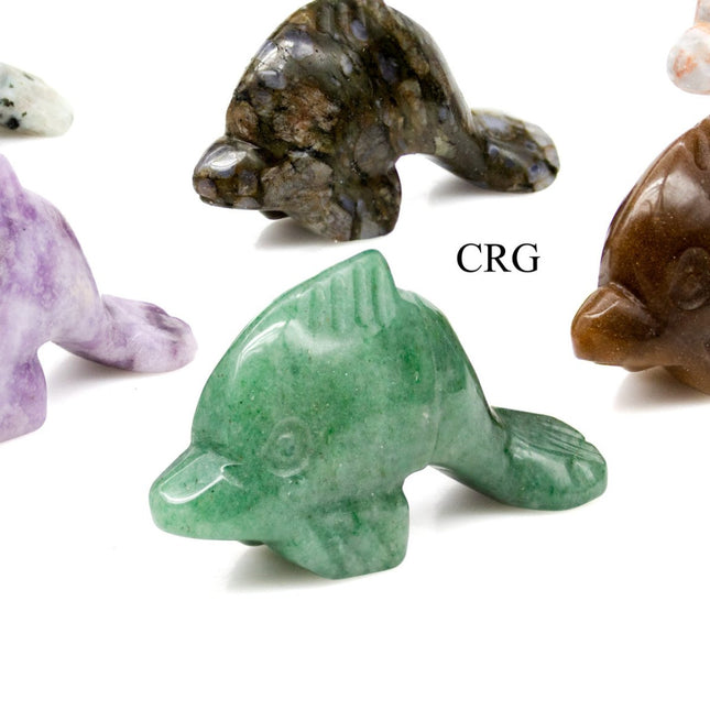 Dolphin Gemstone Carvings (1-2 Inches) (4 Pcs) Mixed Standing Gemstone Animal Carvings