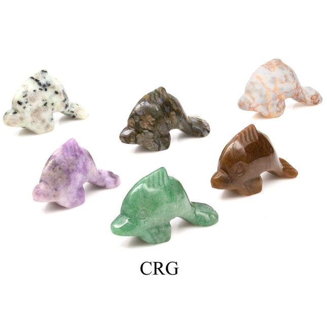 Dolphin Gemstone Carvings (1-2 Inches) (4 Pcs) Mixed Standing Gemstone Animal Carvings