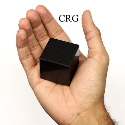 SET OF 4 - Black Tourmaline Cubes / 30-40mm AVG - Crystal River Gems