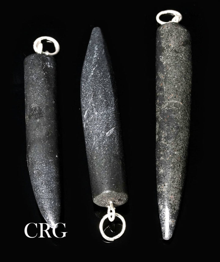 SET OF 4 - Black Tourmaline Horn Pendants / 2" AvgCrystal River Gems