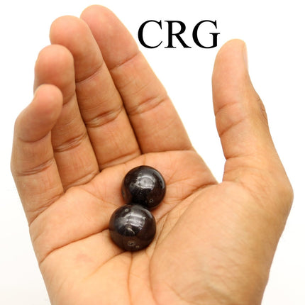 SET OF 4 - Black Tourmaline Mini Spheres / 12-13mm AVG - Crystal River Gems