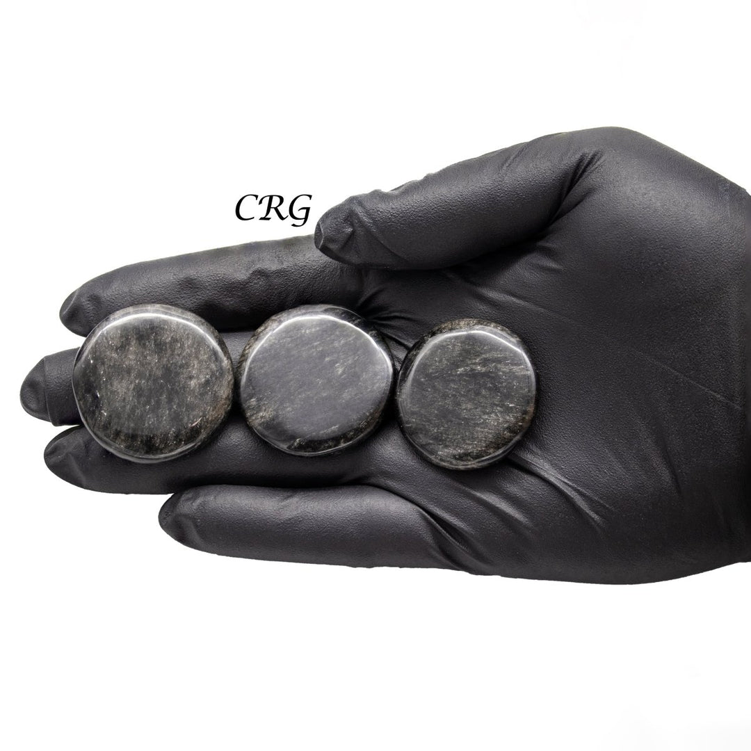 SET OF 4 - Black Tourmaline Polished Pocket Stones / 1.5" Avg