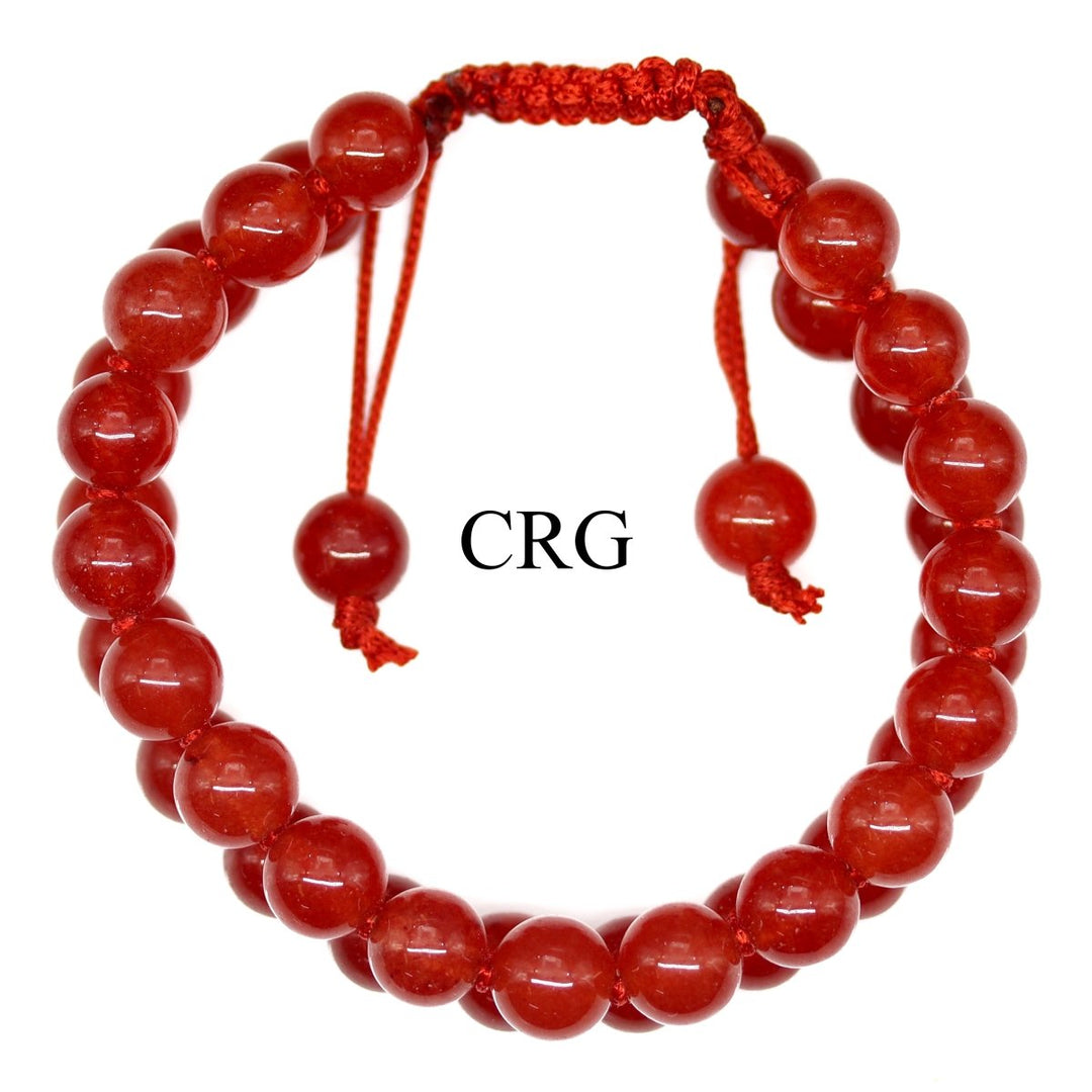 SET OF 4 - Carnelian-Like Red Glass Bead Adjustable Cord Bracelet / 8-12mm AVG