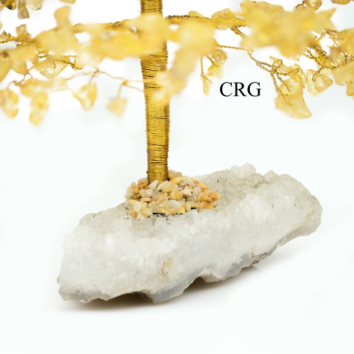 SET OF 4 - Citrine 500 Gemstone Chip Tree with Cluster Base and Gold Wire / 9-12" AVG