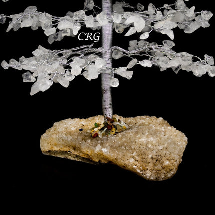 SET OF 4 -Clear Quartz - 500 Gemstone Chip Tree w/ Cluster Base - Silver Wire - Crystal River Gems