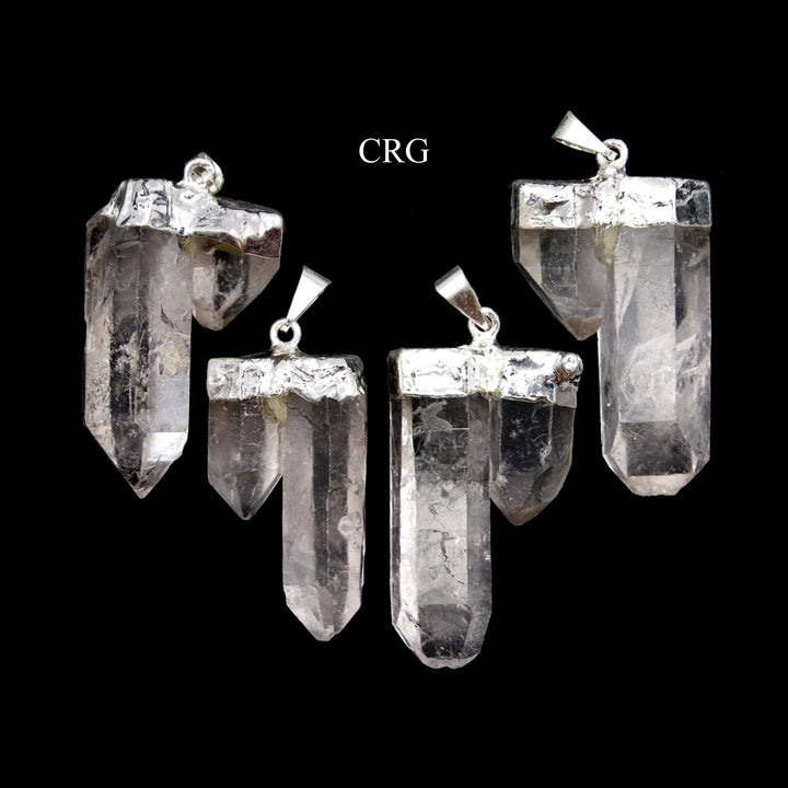 SET OF 4 - Crystal Quartz Double Point Pendant with Silver Plating / 1 - 2" AVGCrystal River Gems