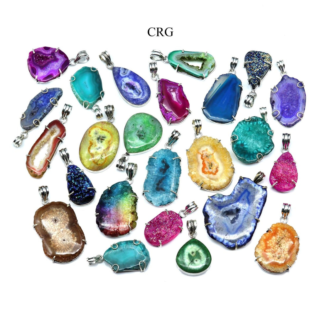 SET OF 4 - Exclusive Assorted Colorful Stalactite and Druzy Pendants / 1-1.5” AVG