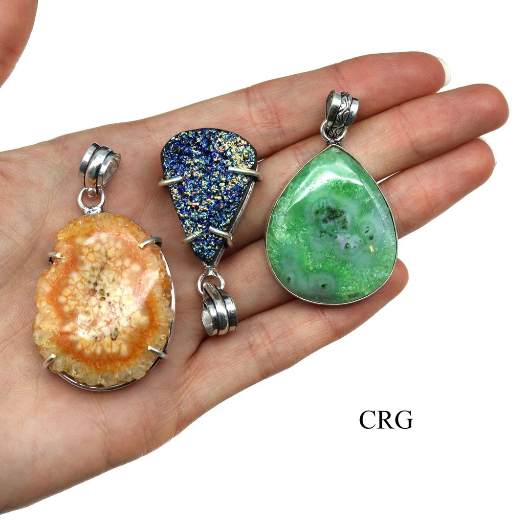 SET OF 4 - Exclusive Assorted Colorful Stalactite and Druzy Pendants / 1-1.5” AVG