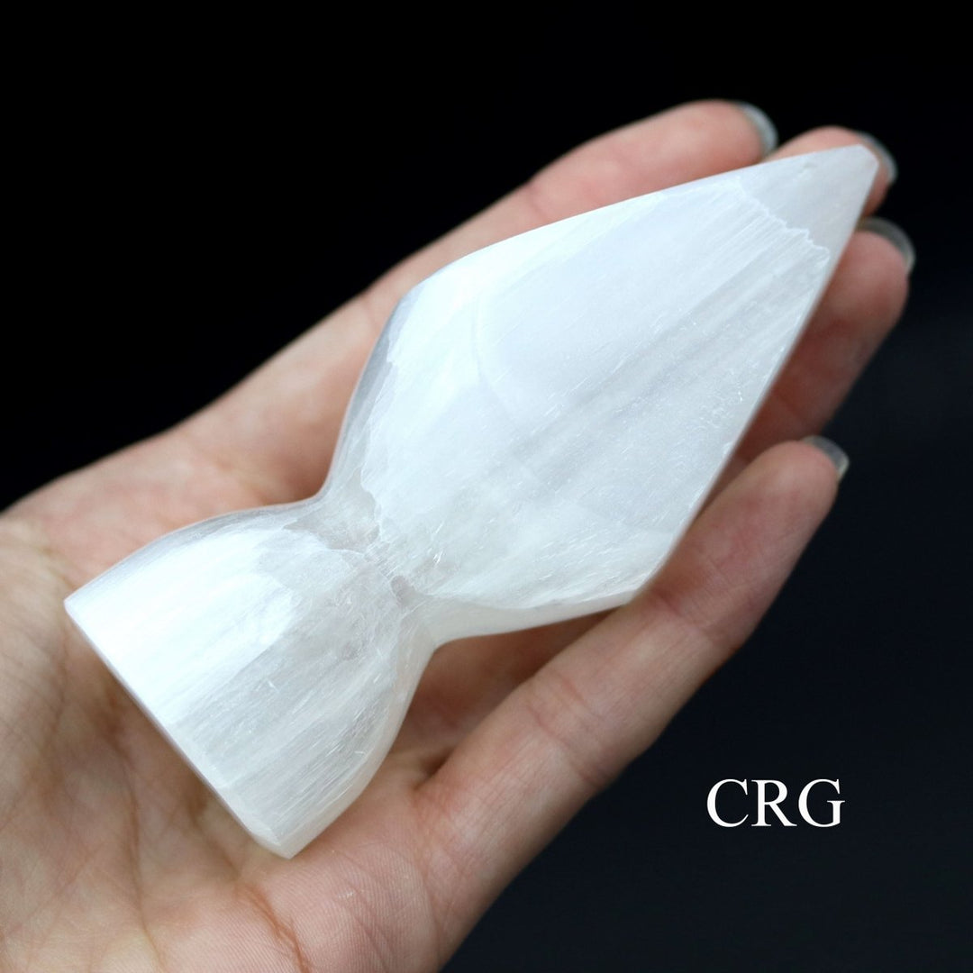 SET OF 4 - Hand-Carved Selenite Point with Base / 3.5-4" AVG