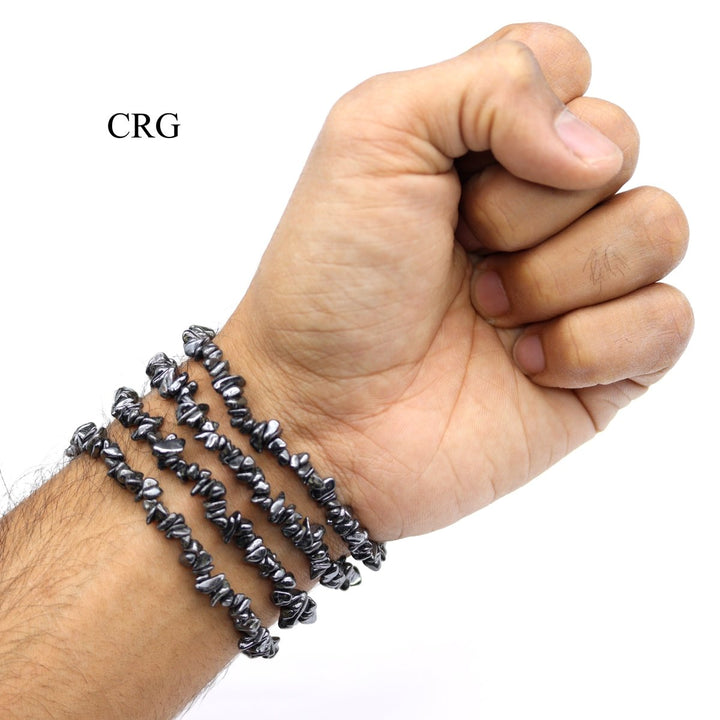 SET OF 4 - Hematite Chip Bracelet / 4-7mm AVG