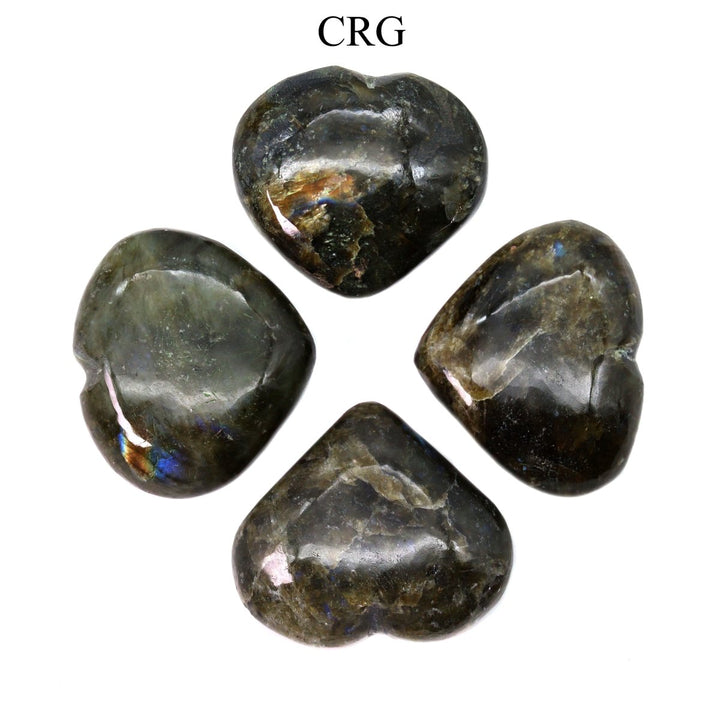 SET OF 4 - Labradorite Puffy Gemstone Hearts / 2 - 4" AVGCrystal River Gems