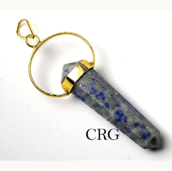 SET OF 4 - Lapis Double Terminated Point Pendant w/ Gold Plating / 1" AvgCrystal River Gems