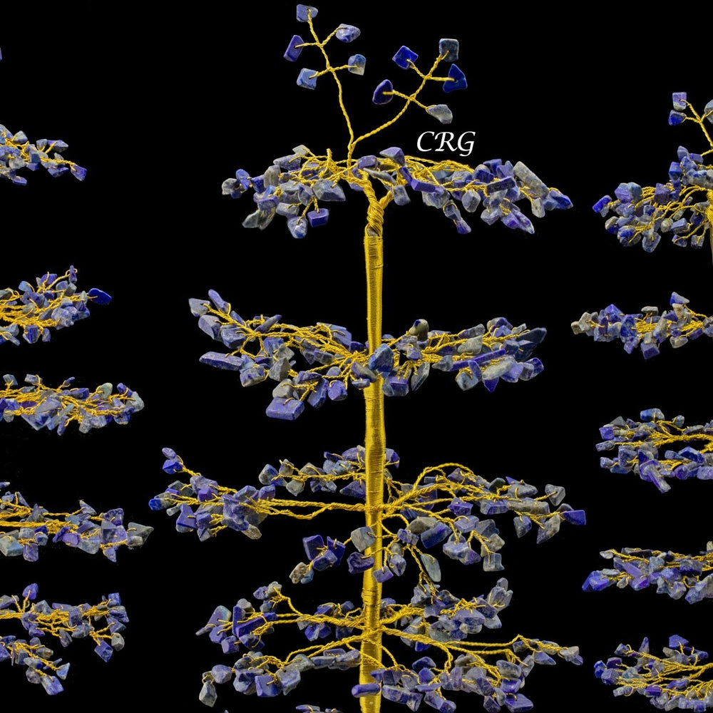 SET OF 4 -Lapis Lazuli - 500 Gemstone Chip Tree w/ Cluster Base - Gold Wire