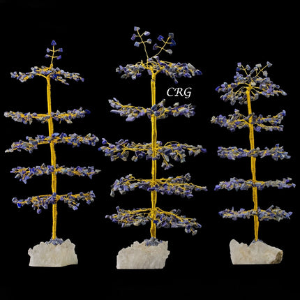 SET OF 4 -Lapis Lazuli - 500 Gemstone Chip Tree w/ Cluster Base - Gold Wire - Crystal River Gems