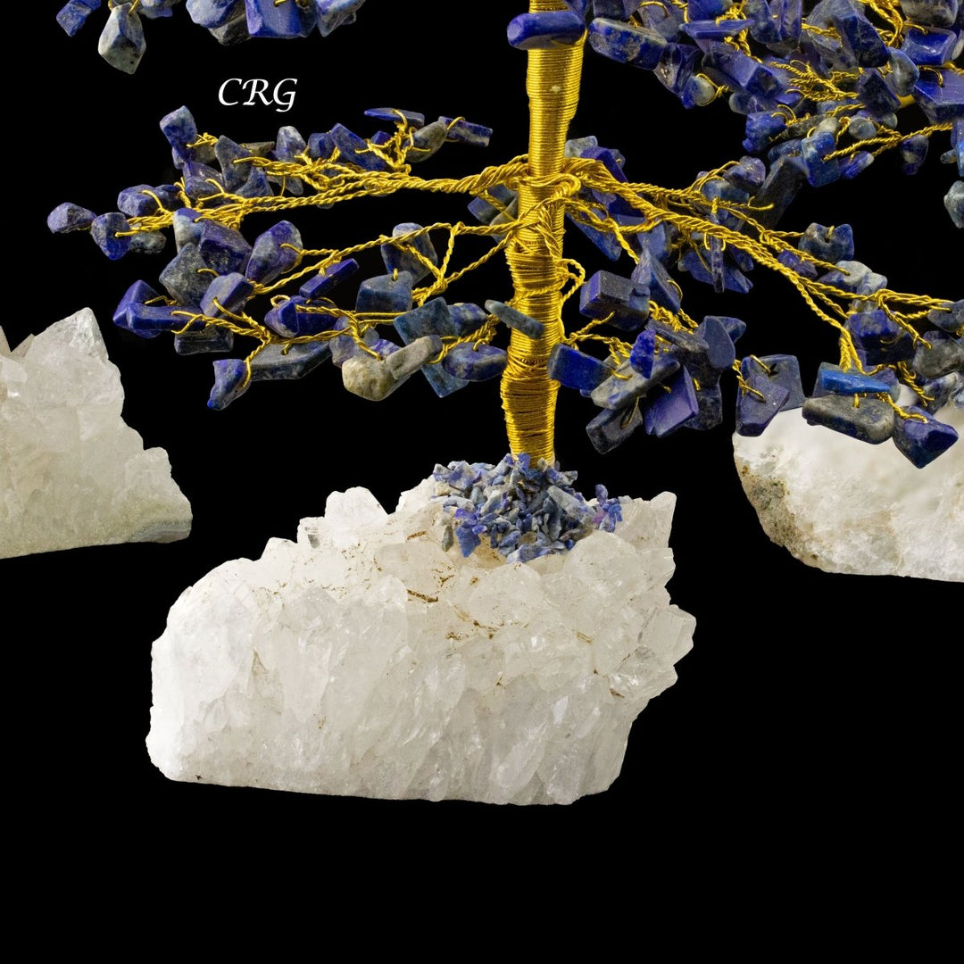 SET OF 4 -Lapis Lazuli - 500 Gemstone Chip Tree w/ Cluster Base - Gold Wire
